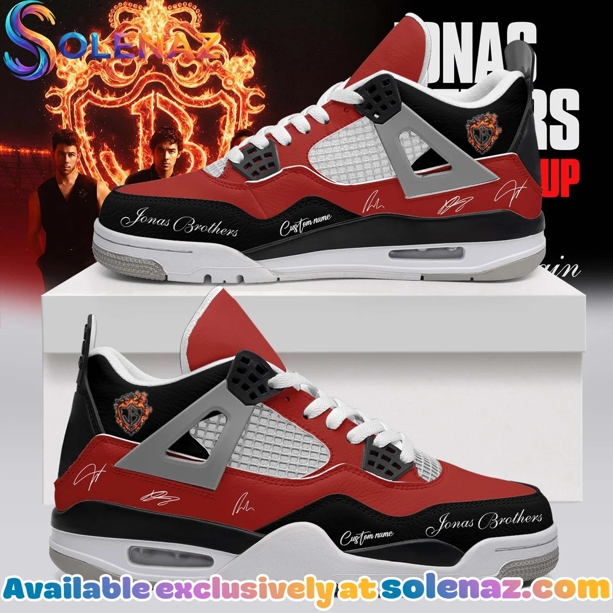 Jonas Brothers The Burning Up Tour Custom Air Force 1 & Jordan 1 Shoes (Style 16)