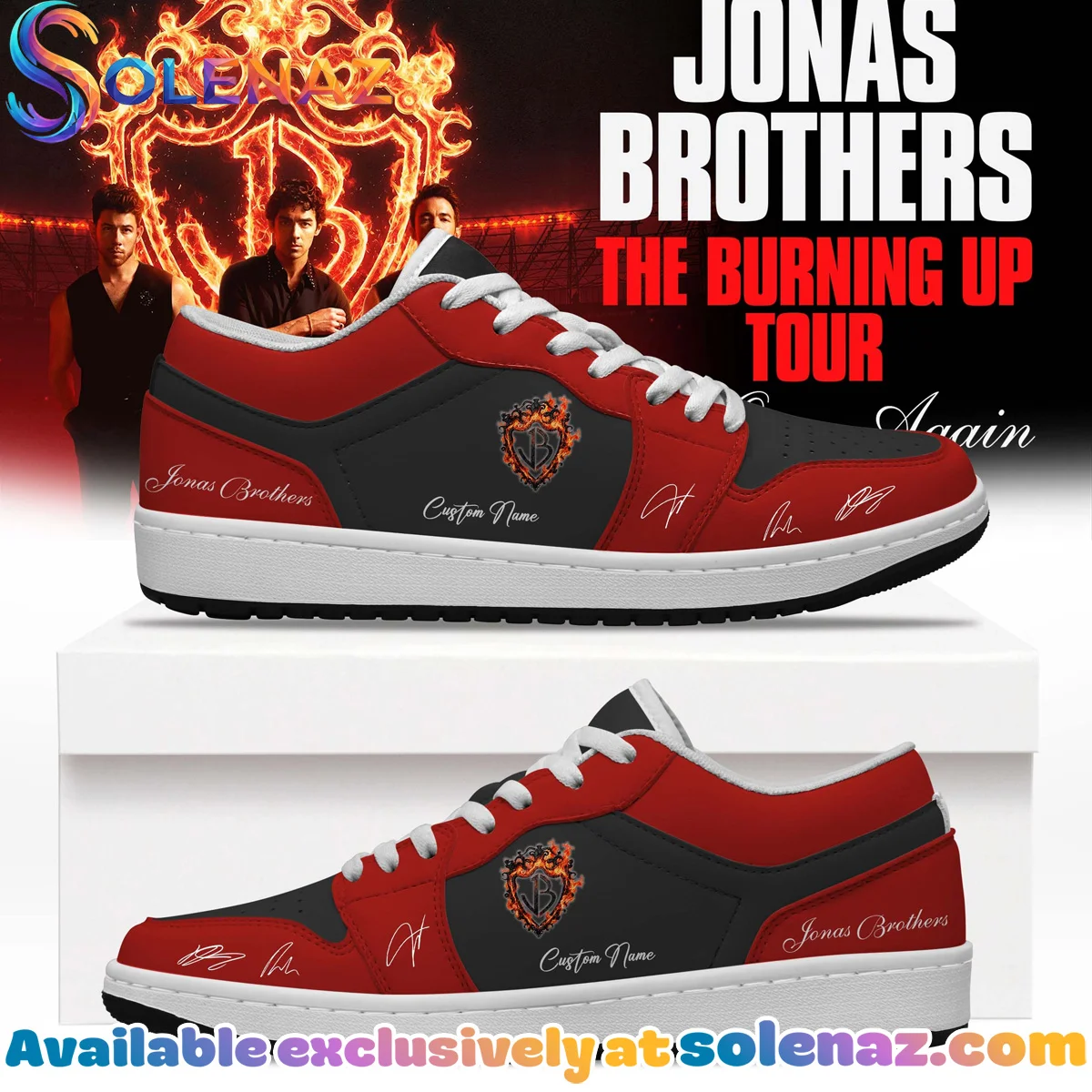 Jonas Brothers The Burning Up Tour Custom Air Force 1 & Jordan 1 Shoes (Style 6)