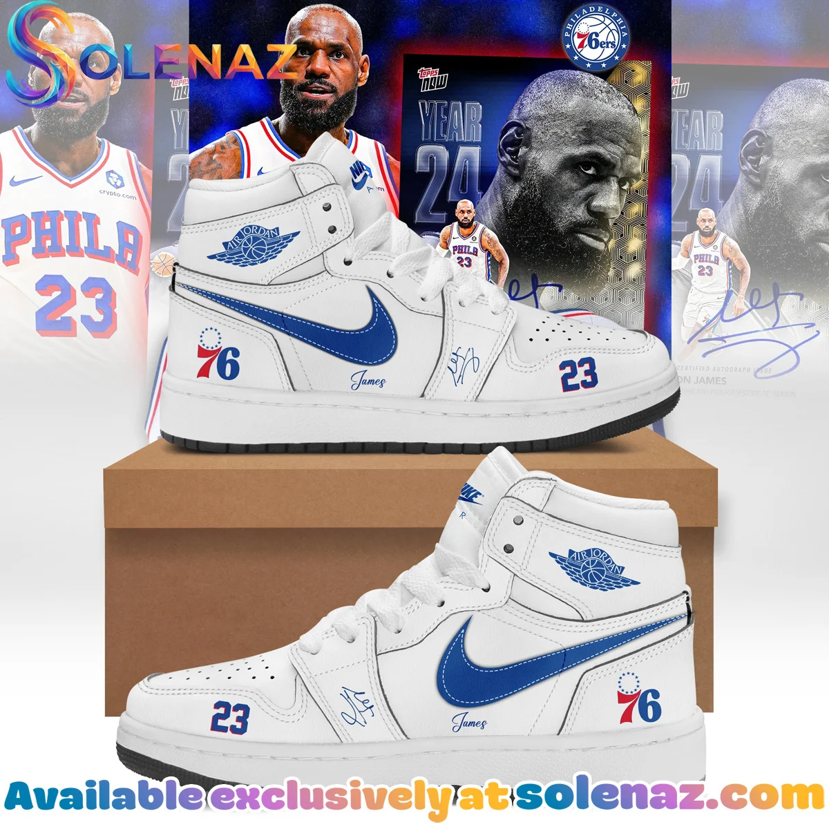 LeBron James Philadelphia 76ers Custom Air Force 1 & Jordan 1 Shoes (Design 19)