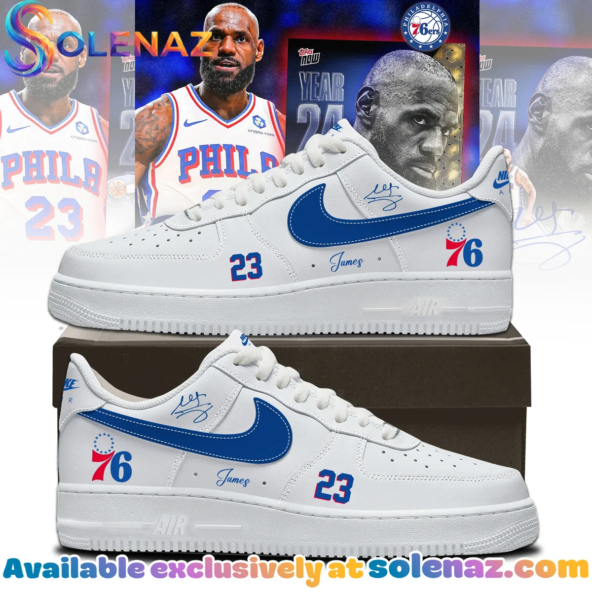 LeBron James Philadelphia 76ers Custom Air Force 1 & Jordan 1 Shoes (Style 18)
