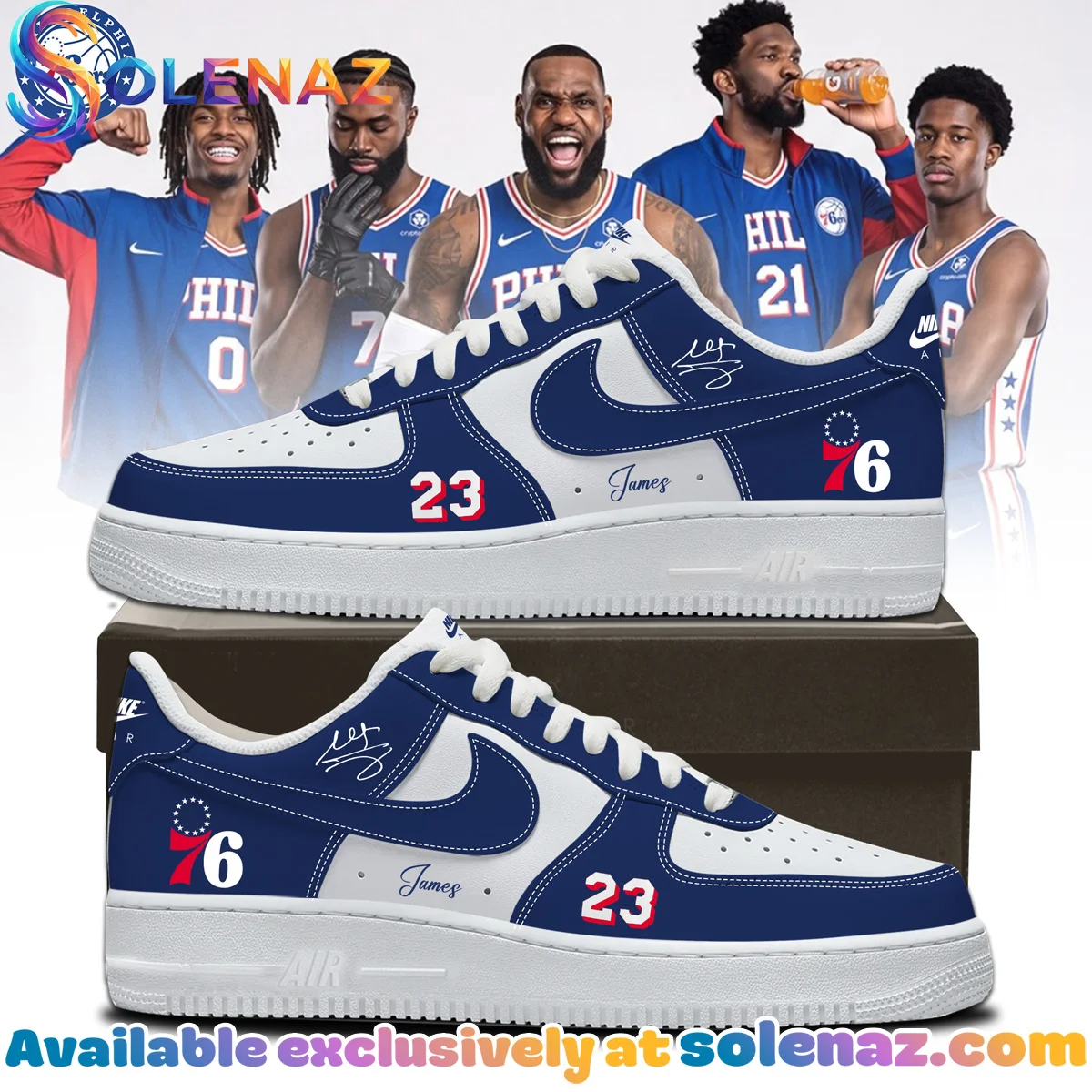 LeBron James Philadelphia 76ers Custom Air Force 1 & Jordan 1 Shoes - Part 21