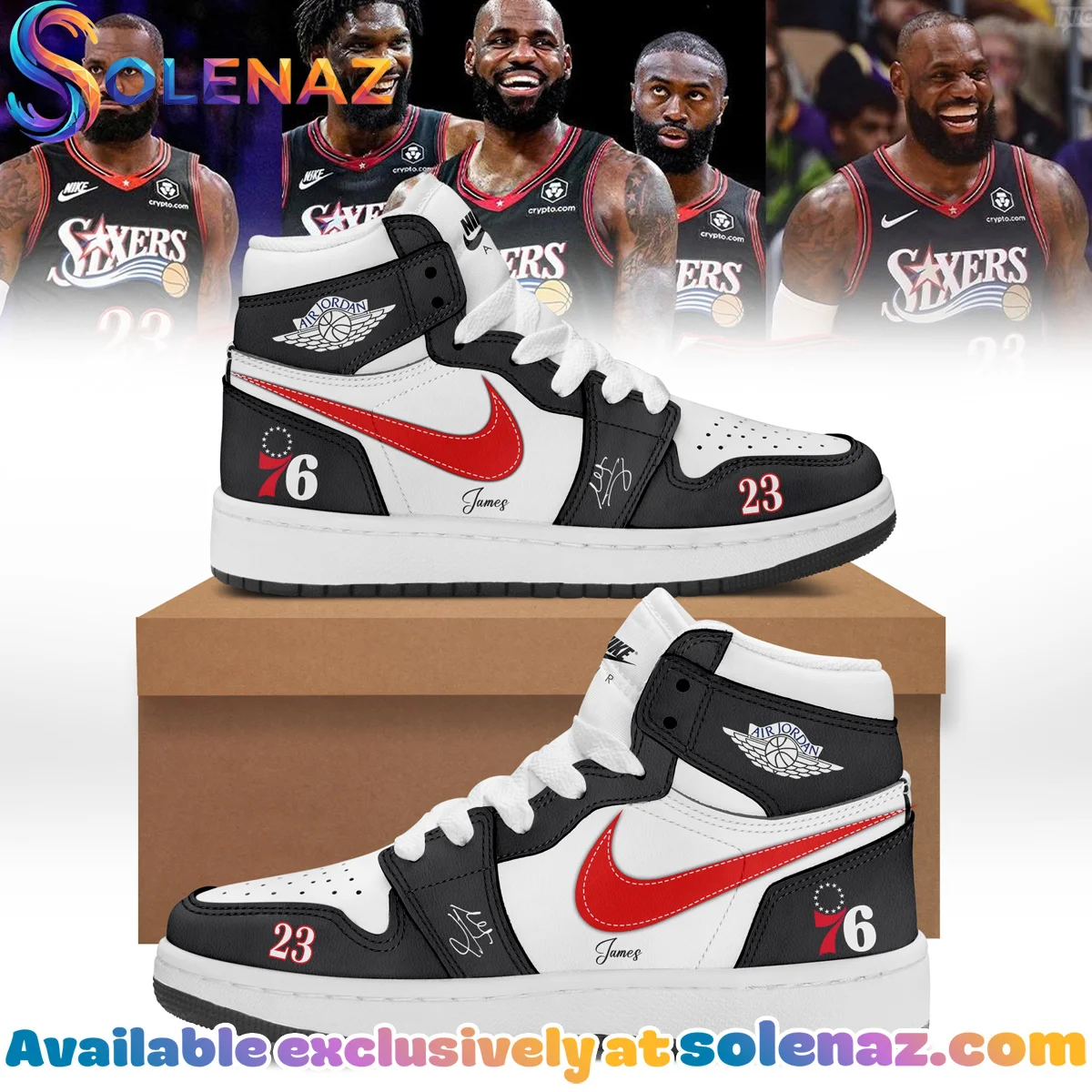 LeBron James Philadelphia 76ers Custom Air Force 1 & Jordan 1 Shoes [Batch 23]