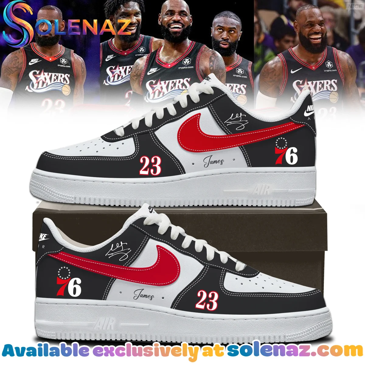 LeBron James Philadelphia 76ers Custom Air Force 1 & Jordan 1 Shoes - Part 22