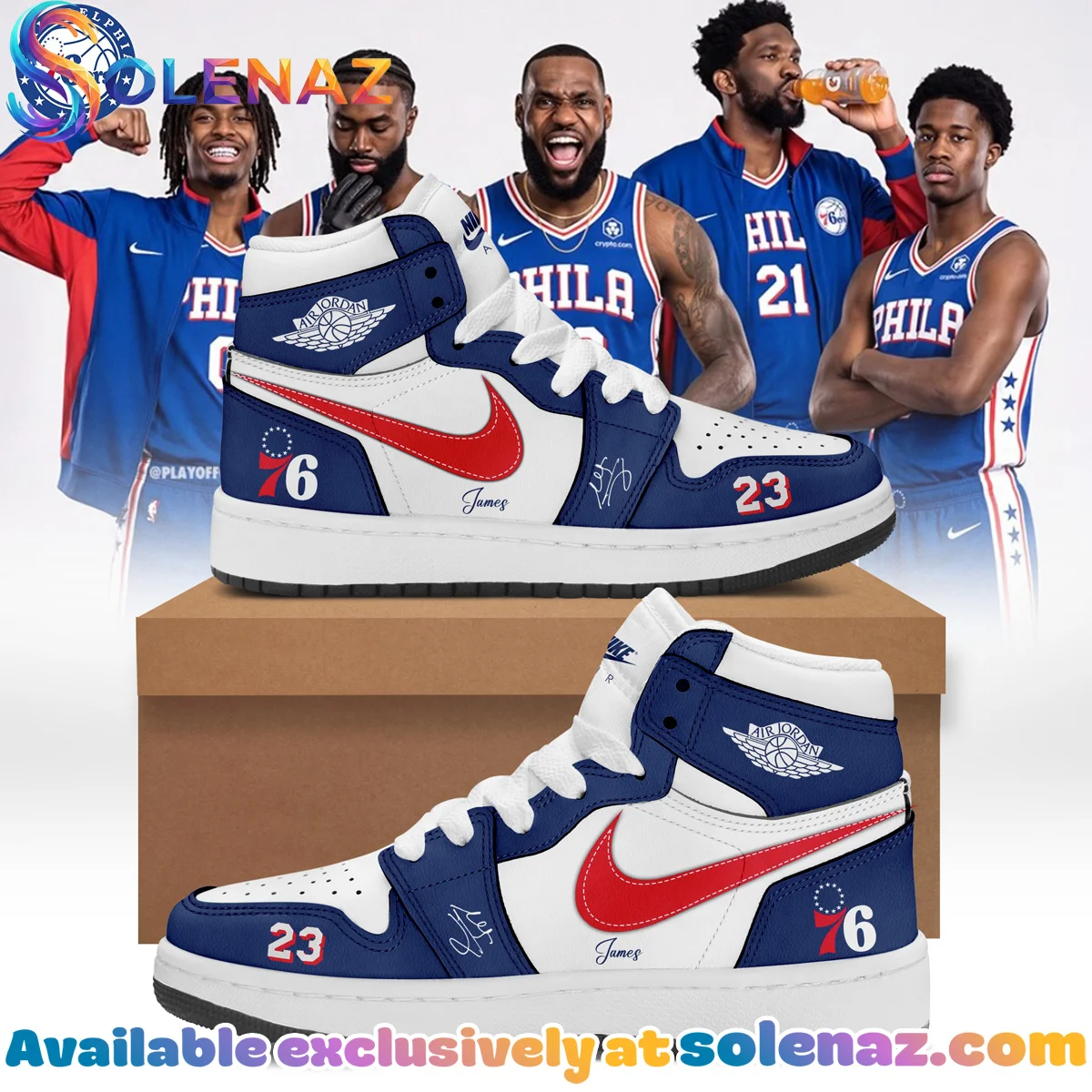 LeBron James Philadelphia 76ers Custom Air Force 1 & Jordan 1 Shoes - Series 2