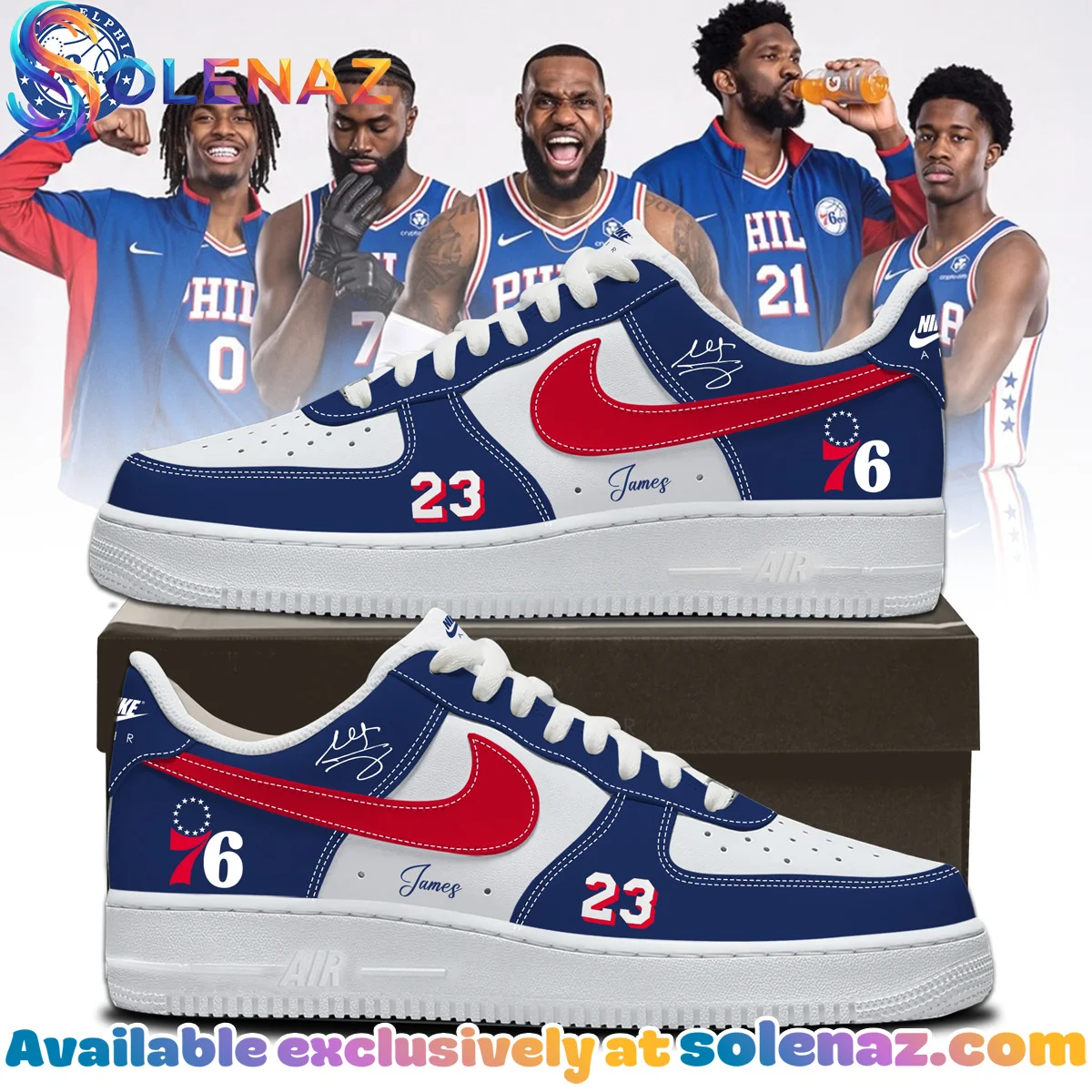LeBron James Philadelphia 76ers Custom Air Force 1 & Jordan 1 Shoes (Style 1)