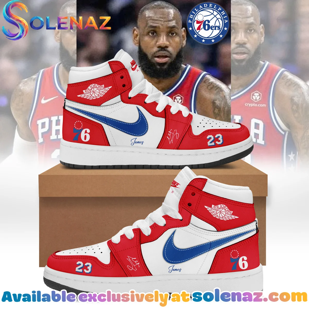 LeBron James Philadelphia 76ers Custom Air Force 1 & Jordan 1 Shoes (Release 4)