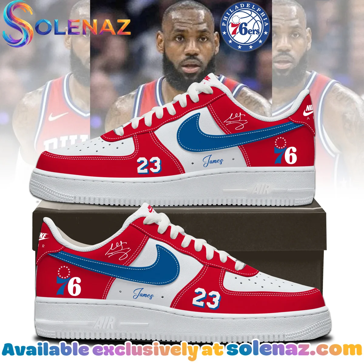 LeBron James Philadelphia 76ers Custom Air Force 1 & Jordan 1 Shoes (Design 3)