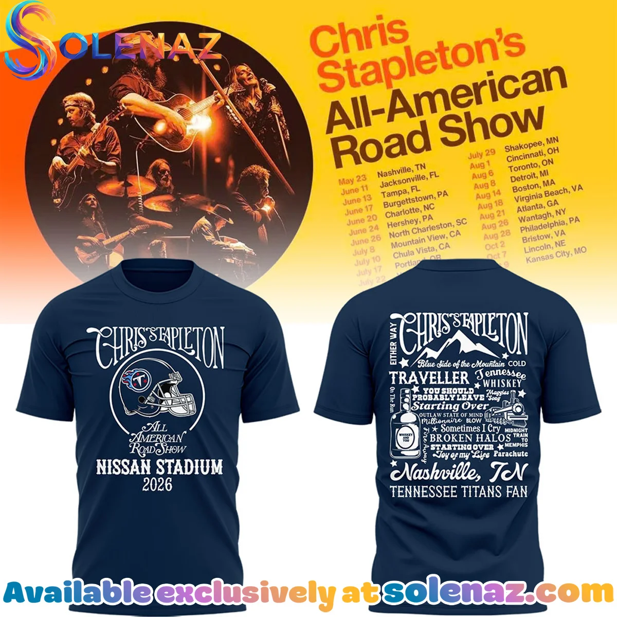 Chris Stapleton All-American Road Show Nissan Stadium Shirt & Hoodie (Style 4)