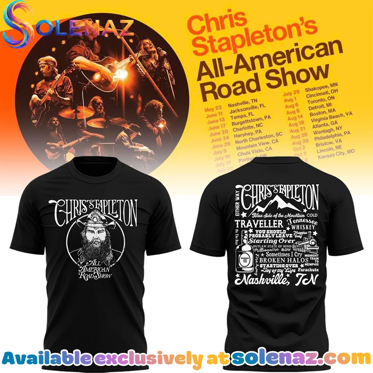 Chris Stapleton All-American Road Show Nissan Stadium Shirt & Hoodie (Release 6)