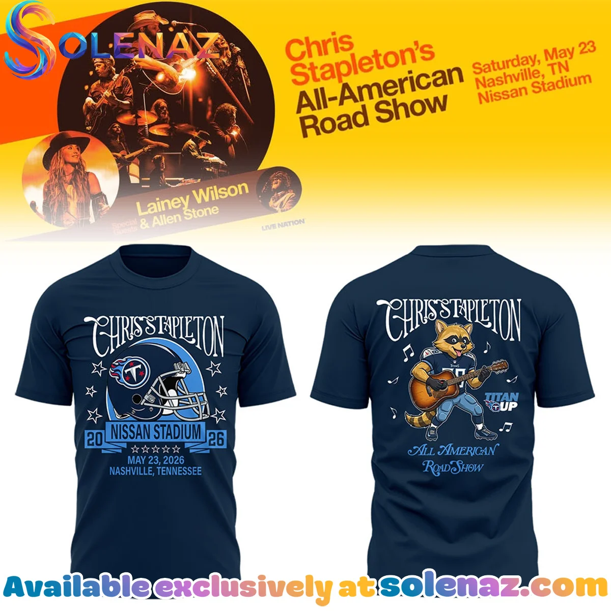 Chris Stapleton All-American Road Show Nissan Stadium T-Shirt & Hoodie (Release 3)