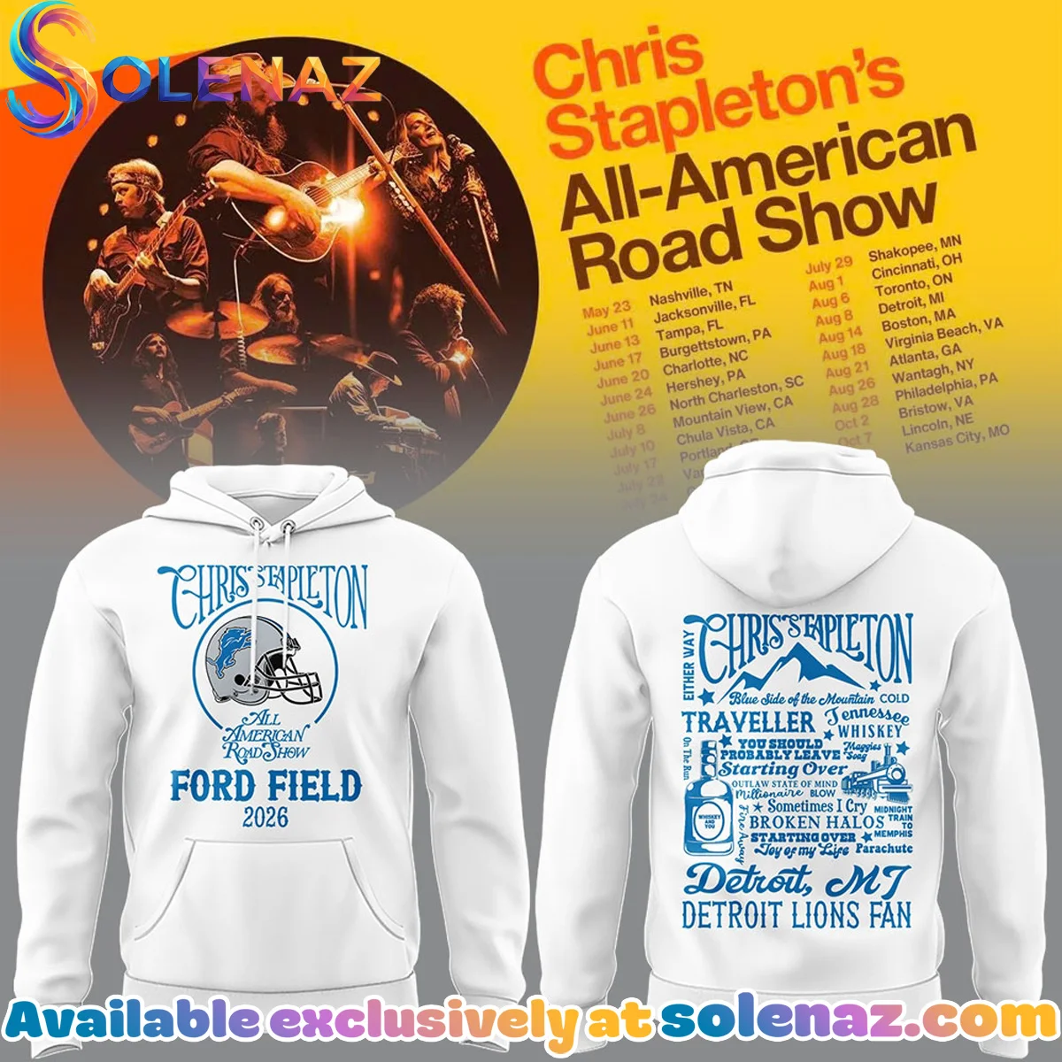 Detroit Lions x Chris Stapleton All-American Road Show Shirt & Hoodie - Variant 1
