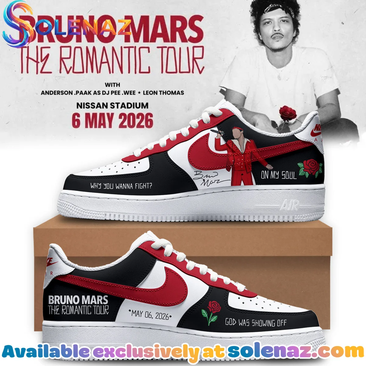 Titans x Bruno Mars Custom Air Force 1 & Jordan 1 Shoes - Series 2
