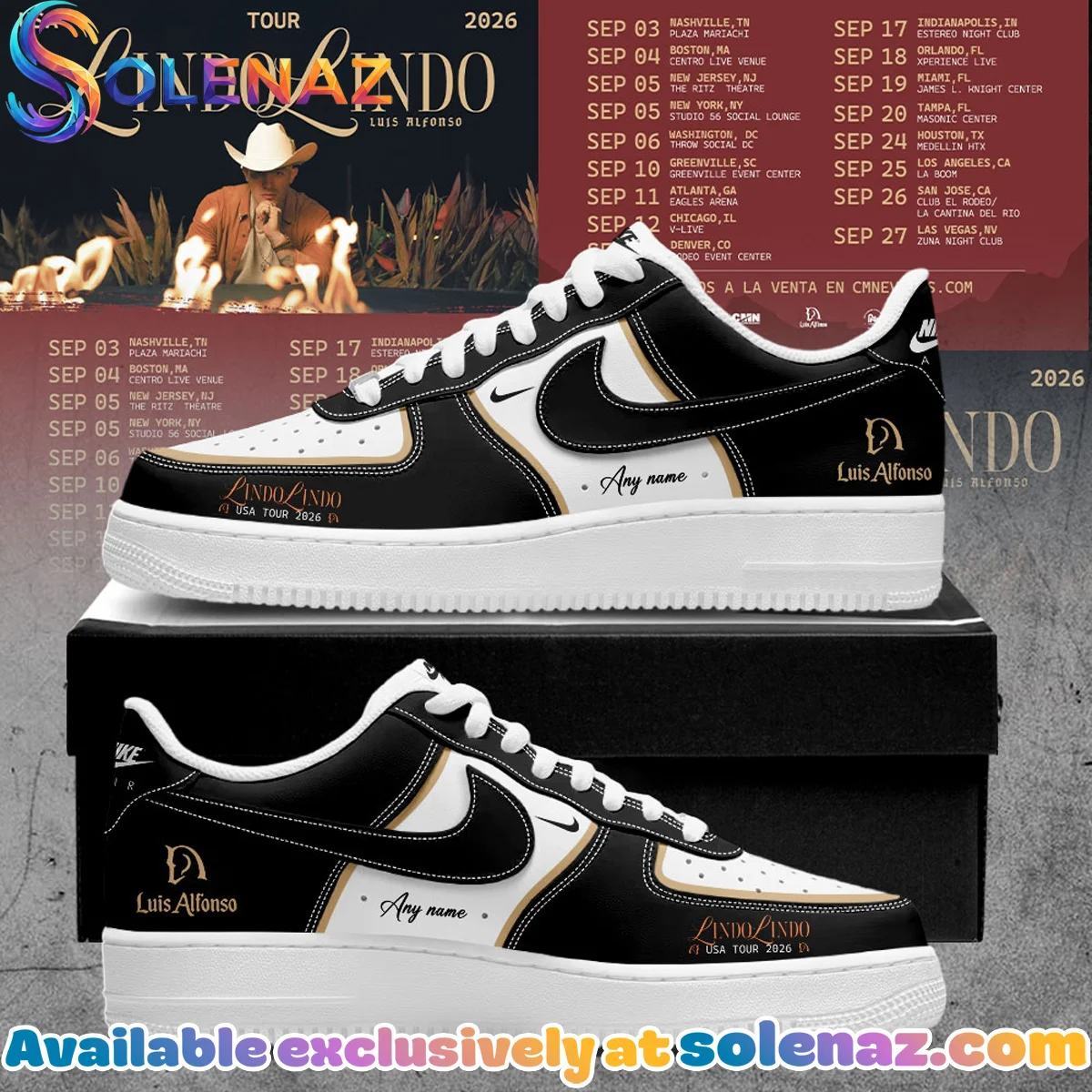 Luis Alfonso Lindo Lindo USA Tour Custom Air Force 1 & Jordan 1 Shoes - Series 1
