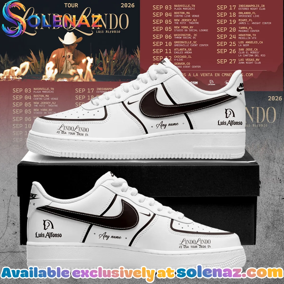 Luis Alfonso Lindo Lindo USA Tour Custom Air Force 1 & Jordan 1 Shoes (Release 10)
