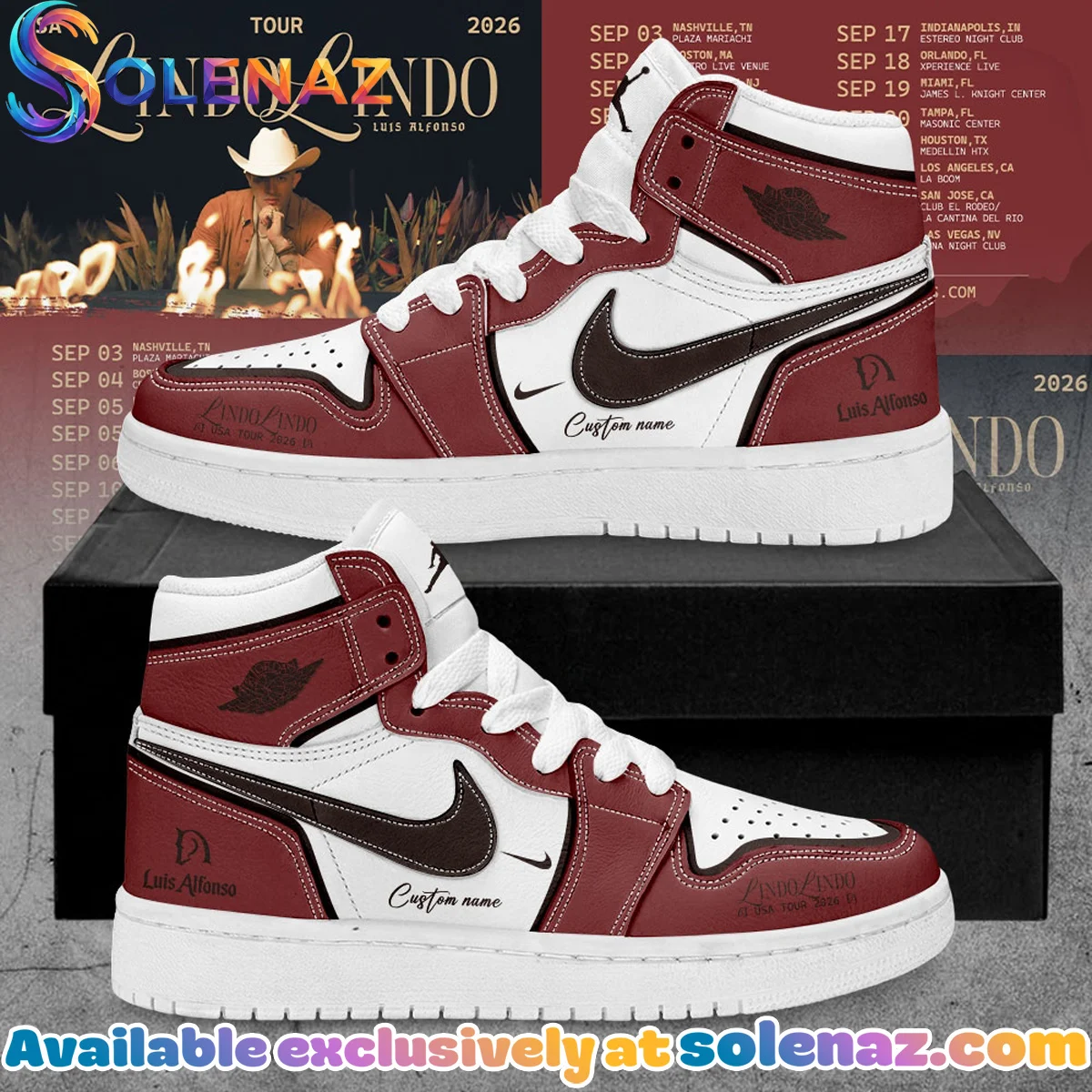 Luis Alfonso Lindo Lindo USA Tour Custom Air Force 1 & Jordan 1 Shoes (Release 12)
