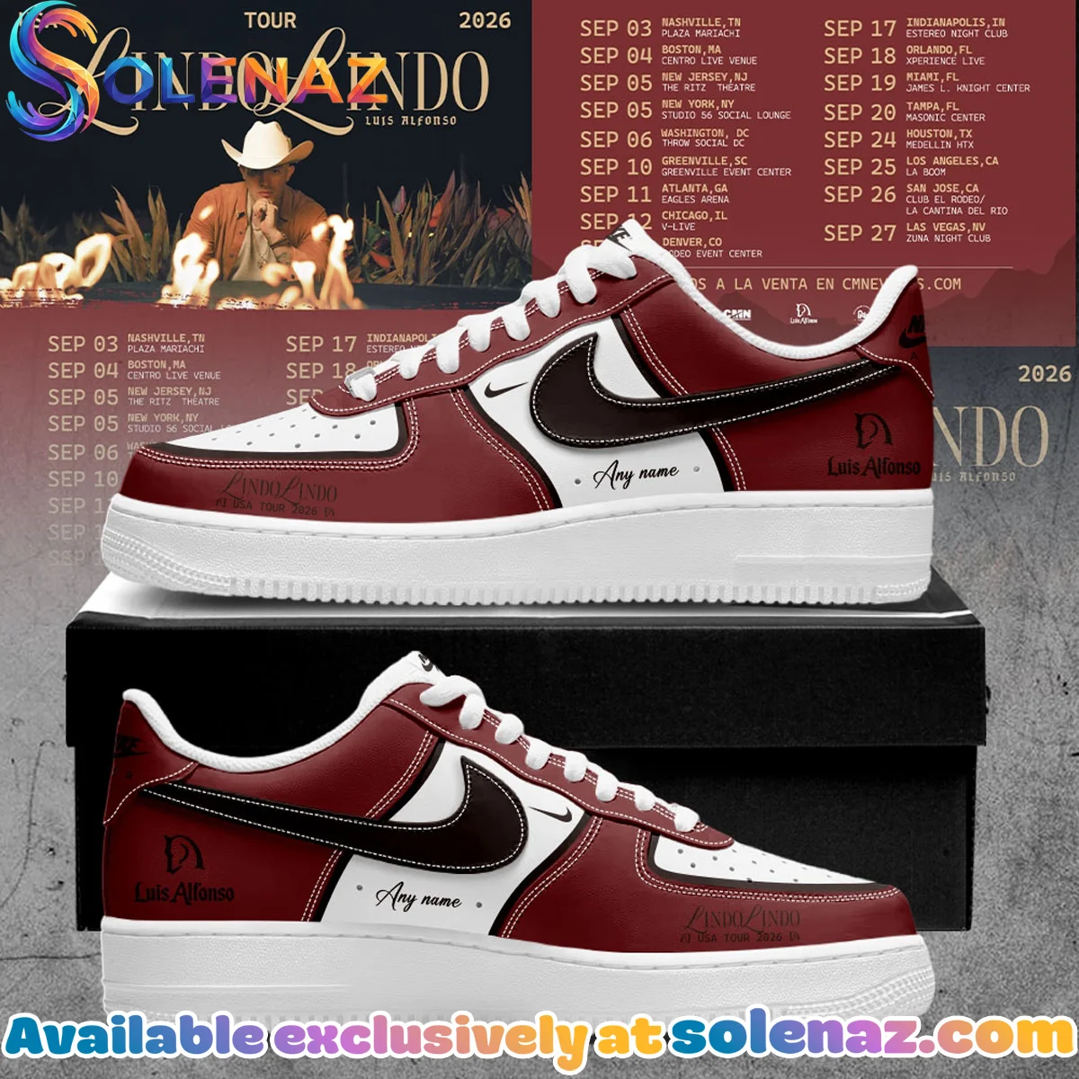 Luis Alfonso Lindo Lindo USA Tour Custom Air Force 1 & Jordan 1 Shoes (Design 11)