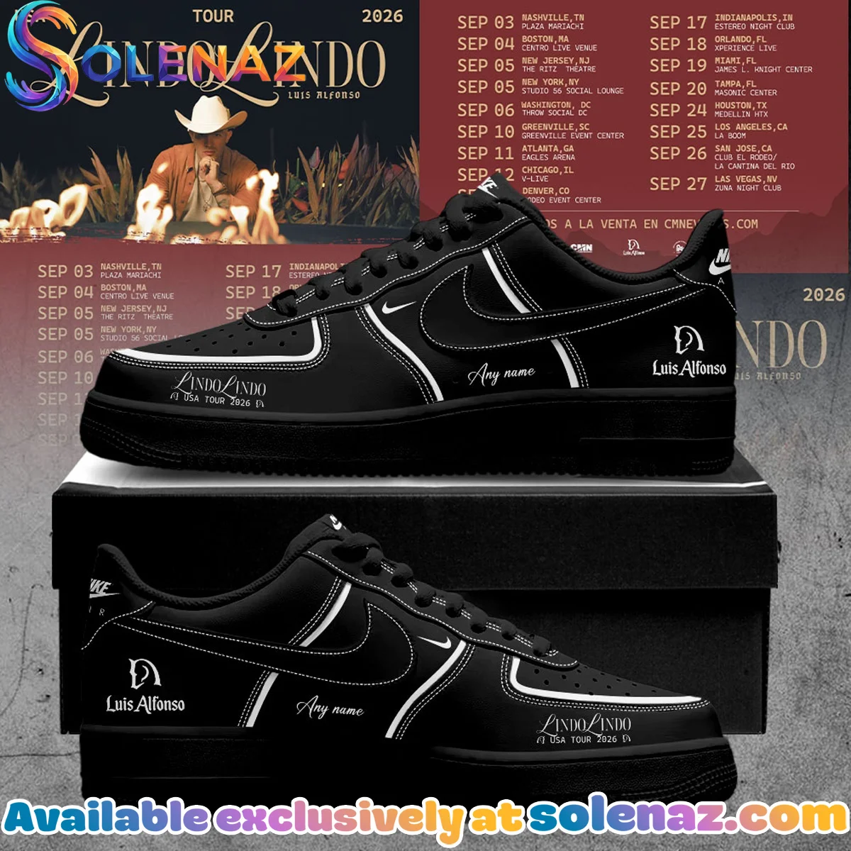 Luis Alfonso Lindo Lindo USA Tour Custom Air Force 1 & Jordan 1 Shoes