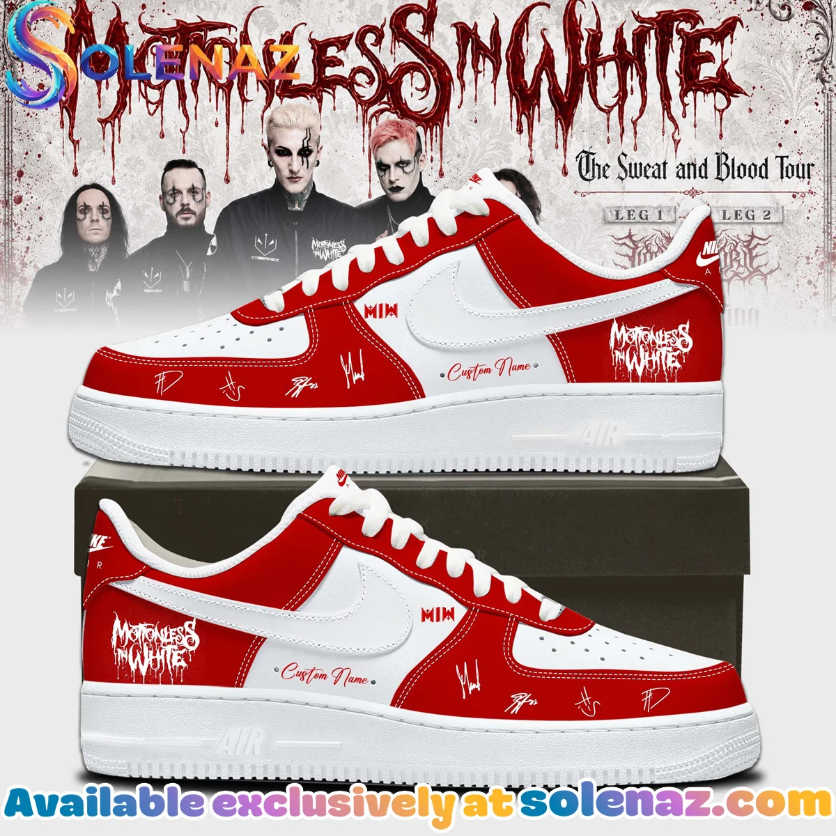 Motionless In White The Sweat and Blood Tour Custom Air Force 1 & Jordan 1 Shoes [Batch 9]