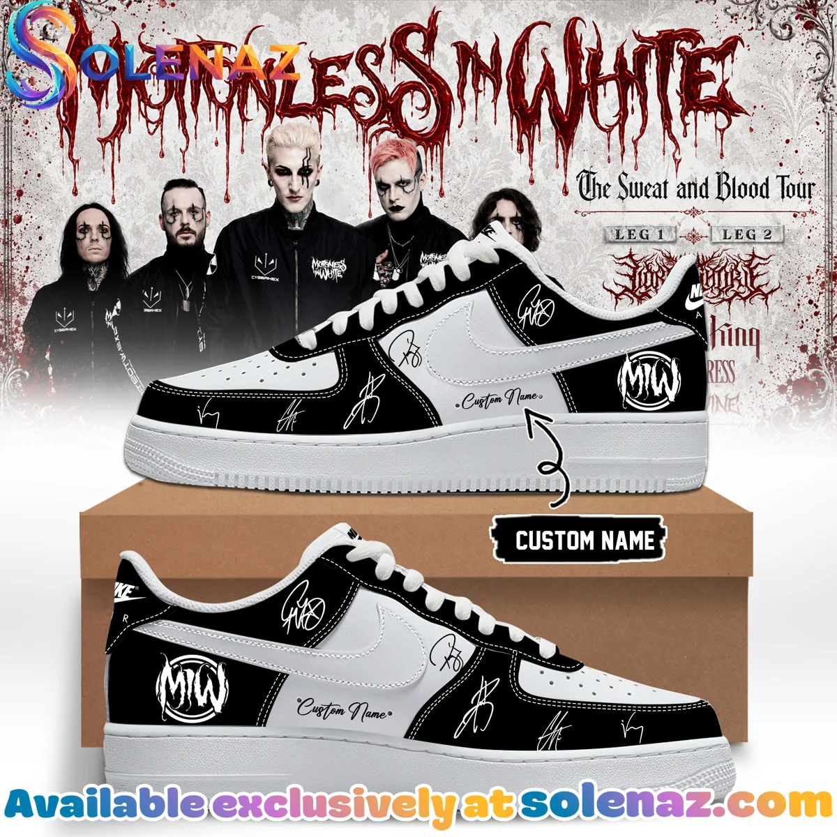 Motionless In White The Sweat and Blood Tour Custom Air Force 1 & Jordan 1 Shoes - Series 14