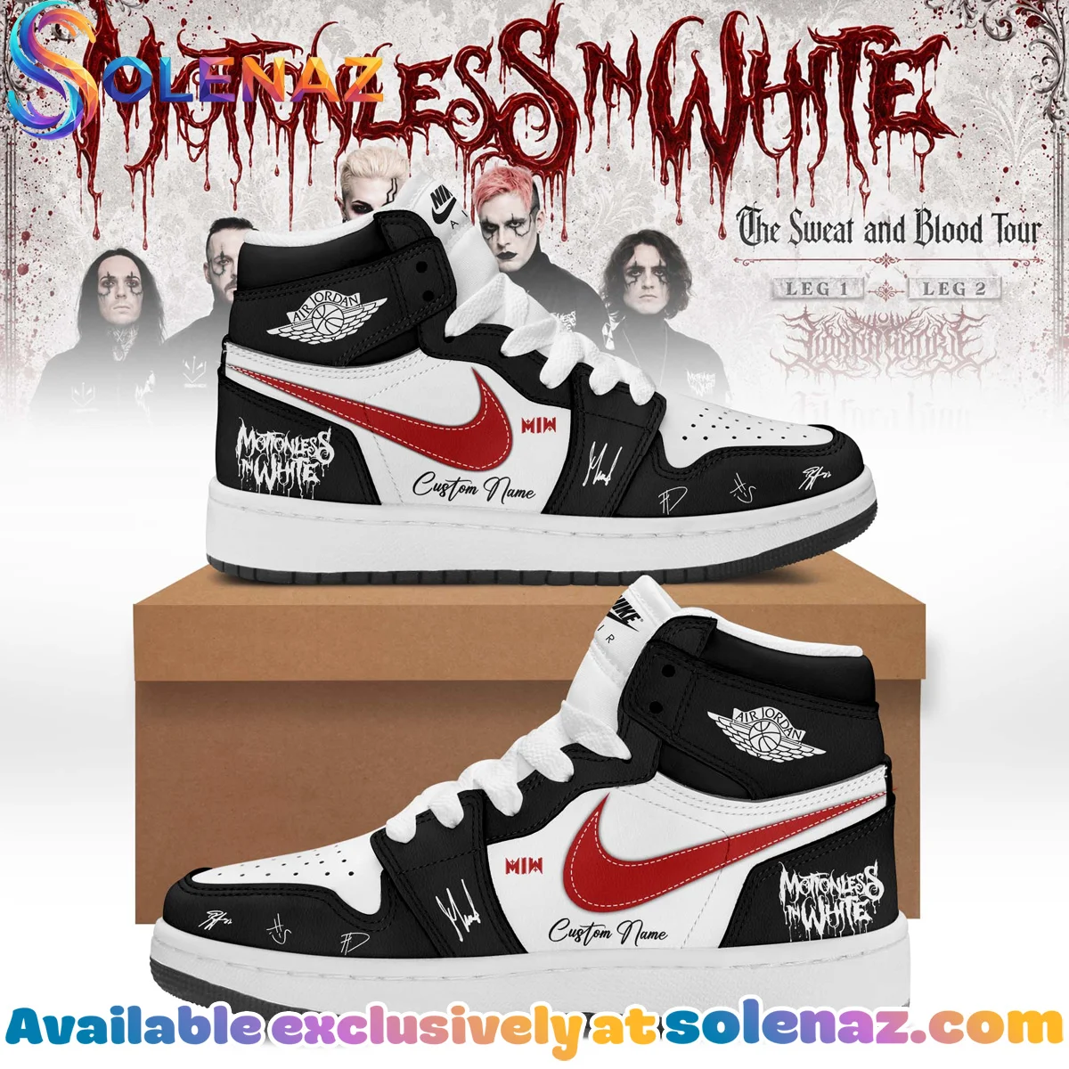 Motionless In White The Sweat and Blood Tour Custom Air Force 1 & Jordan 1 Shoes - Series 7
