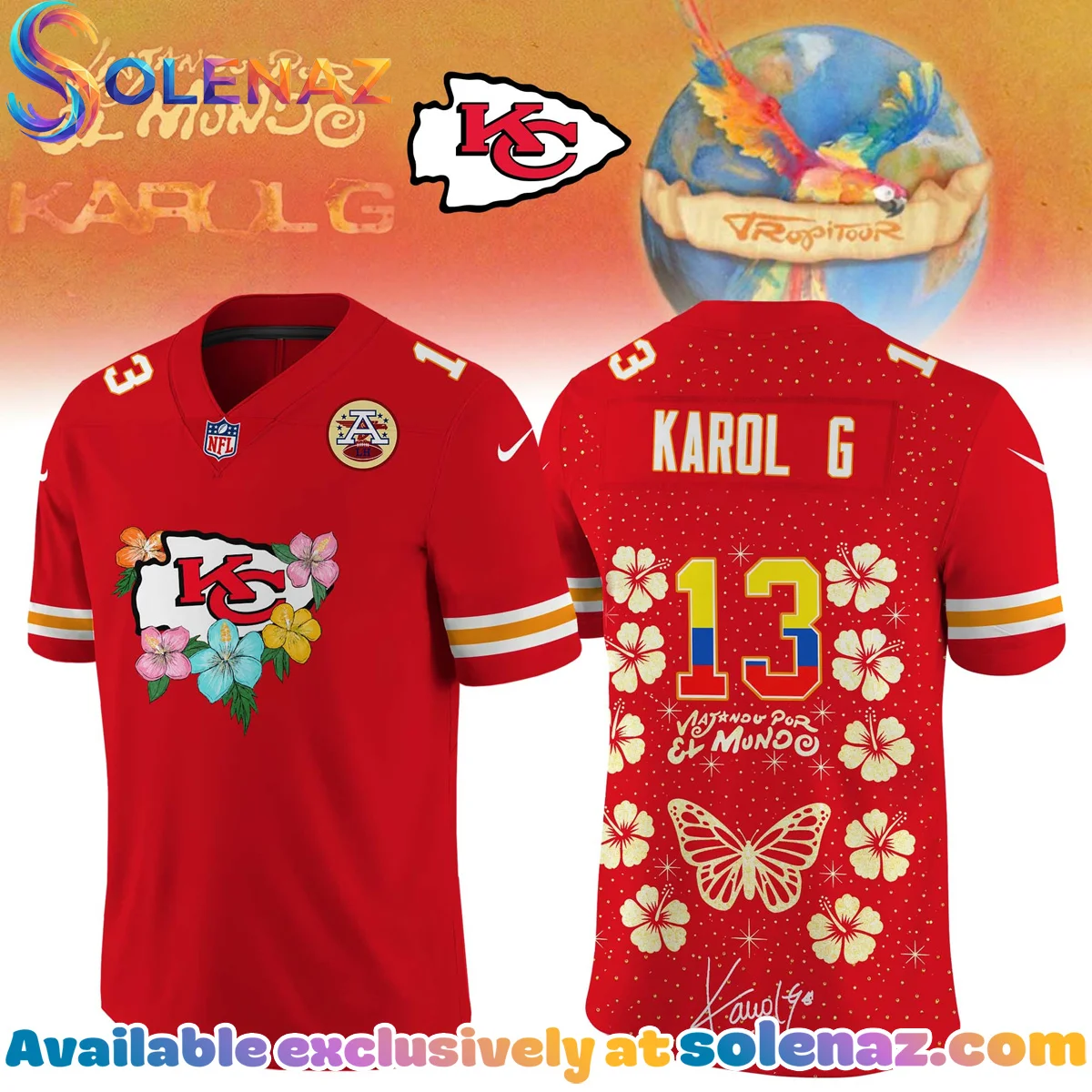 NFL x Karol G VIAJANDO POR EL MUNDO TROPITOUR Signature Jersey - Part 1 NFL x Karol G VIAJANDO POR EL MUNDO TROPITOUR Signature Jersey - Part 1
