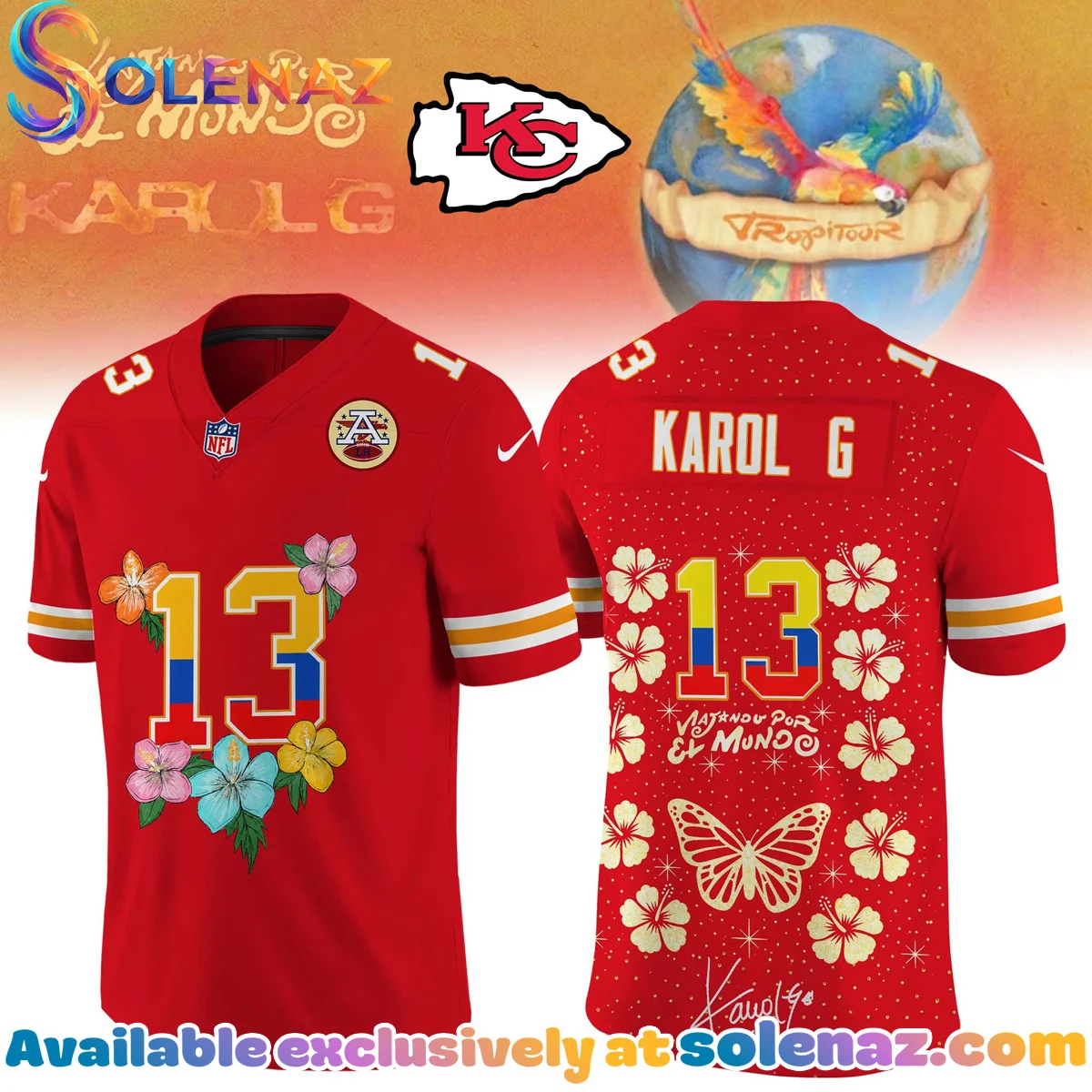 NFL x Karol G VIAJANDO POR EL MUNDO TROPITOUR Signature Jersey (Style 2) NFL x Karol G VIAJANDO POR EL MUNDO TROPITOUR Signature Jersey (Style 2)