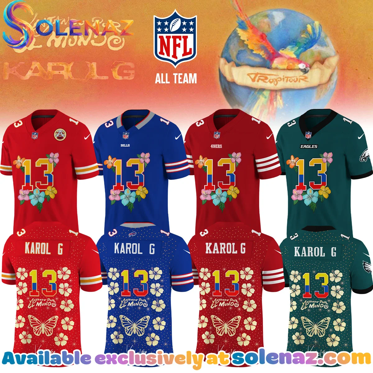 NFL x Karol G VIAJANDO POR EL MUNDO TROPITOUR Signature Jersey (Style 2)
