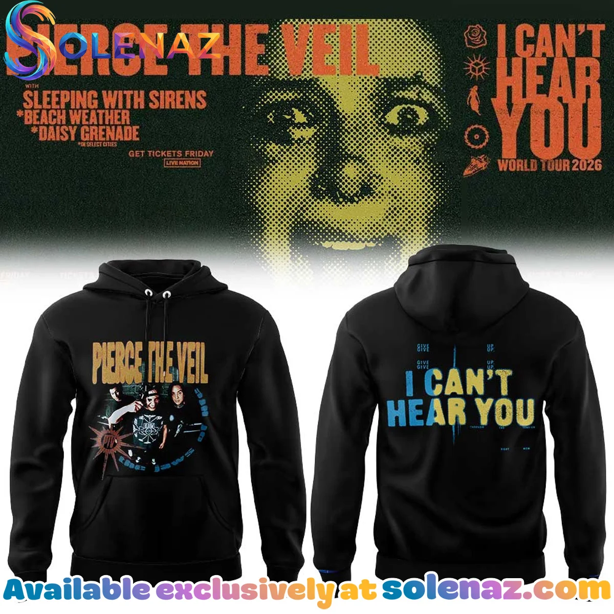 Pierce the Veil I Can't Hear You World Tour T-Shirt & Hoodie (Style 8)