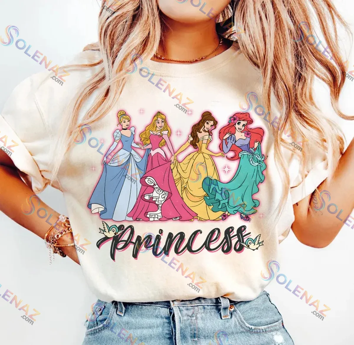 Disney Princess Cinderella Belle Aurora Ariel T-Shirt & Hoodie