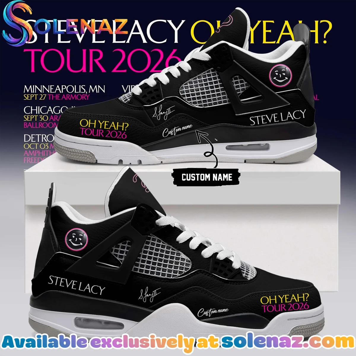Steve Lacy Oh yeah? Tour Signature Custom Air Force 1 & Jordan 1 Shoes - Variant 18