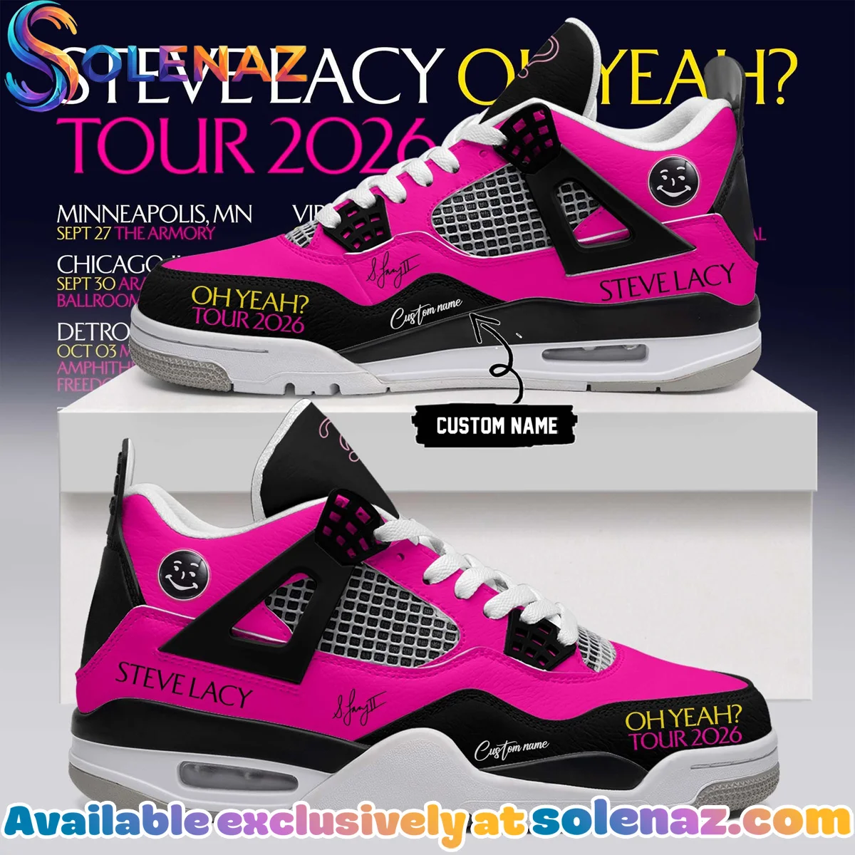 Steve Lacy Oh yeah? Tour Signature Custom Air Force 1 & Jordan 1 Shoes - Part 19