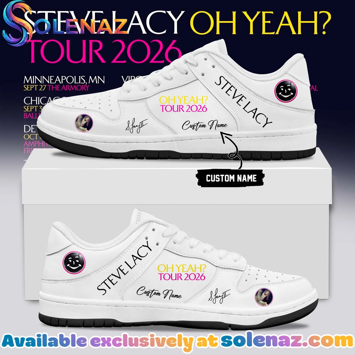 Steve Lacy Oh yeah? Tour Signature Custom Air Force 1 & Jordan 1 Shoes (Design 23)