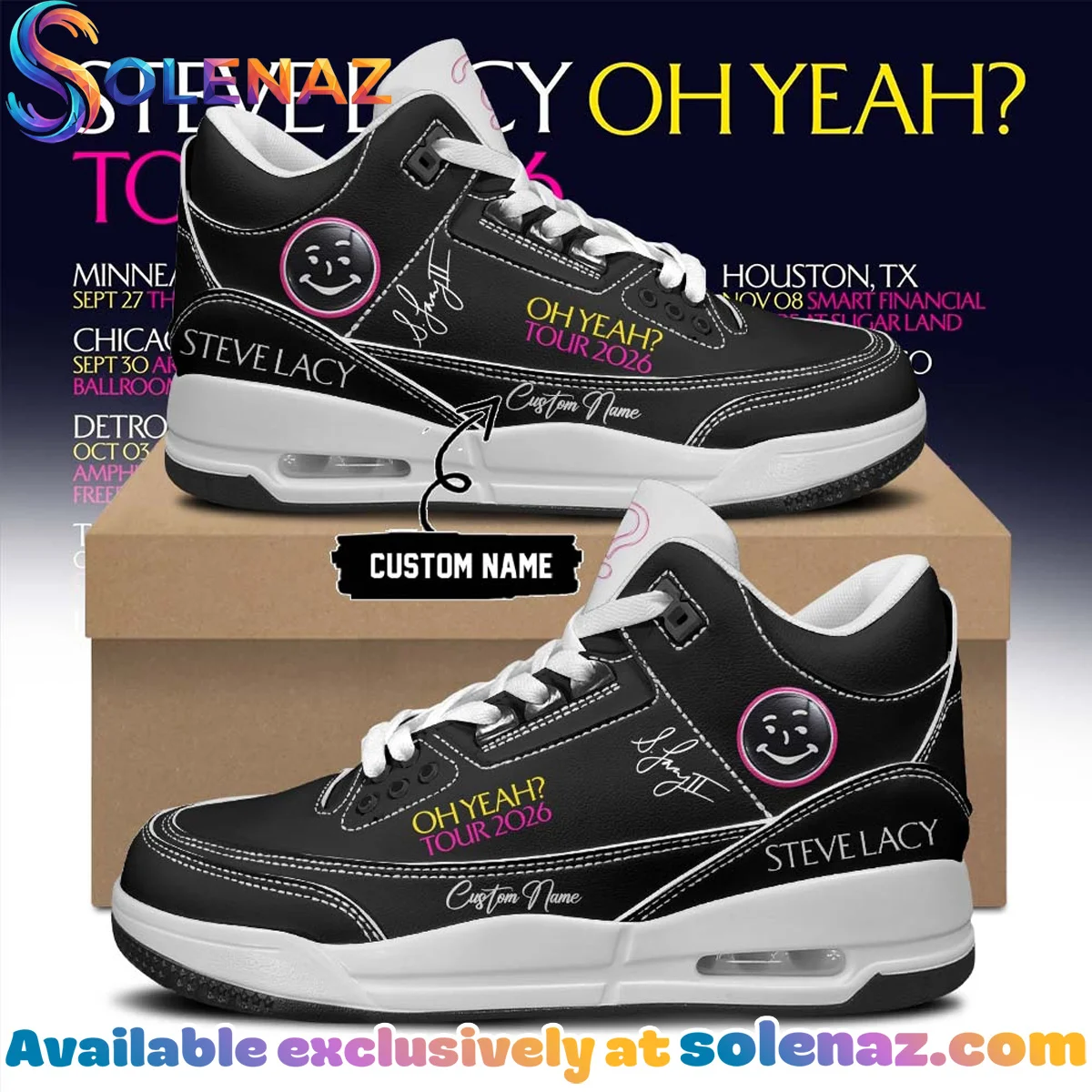 Steve Lacy Oh yeah? Tour Signature Custom Air Force 1 & Jordan 1 Shoes (Style 27)
