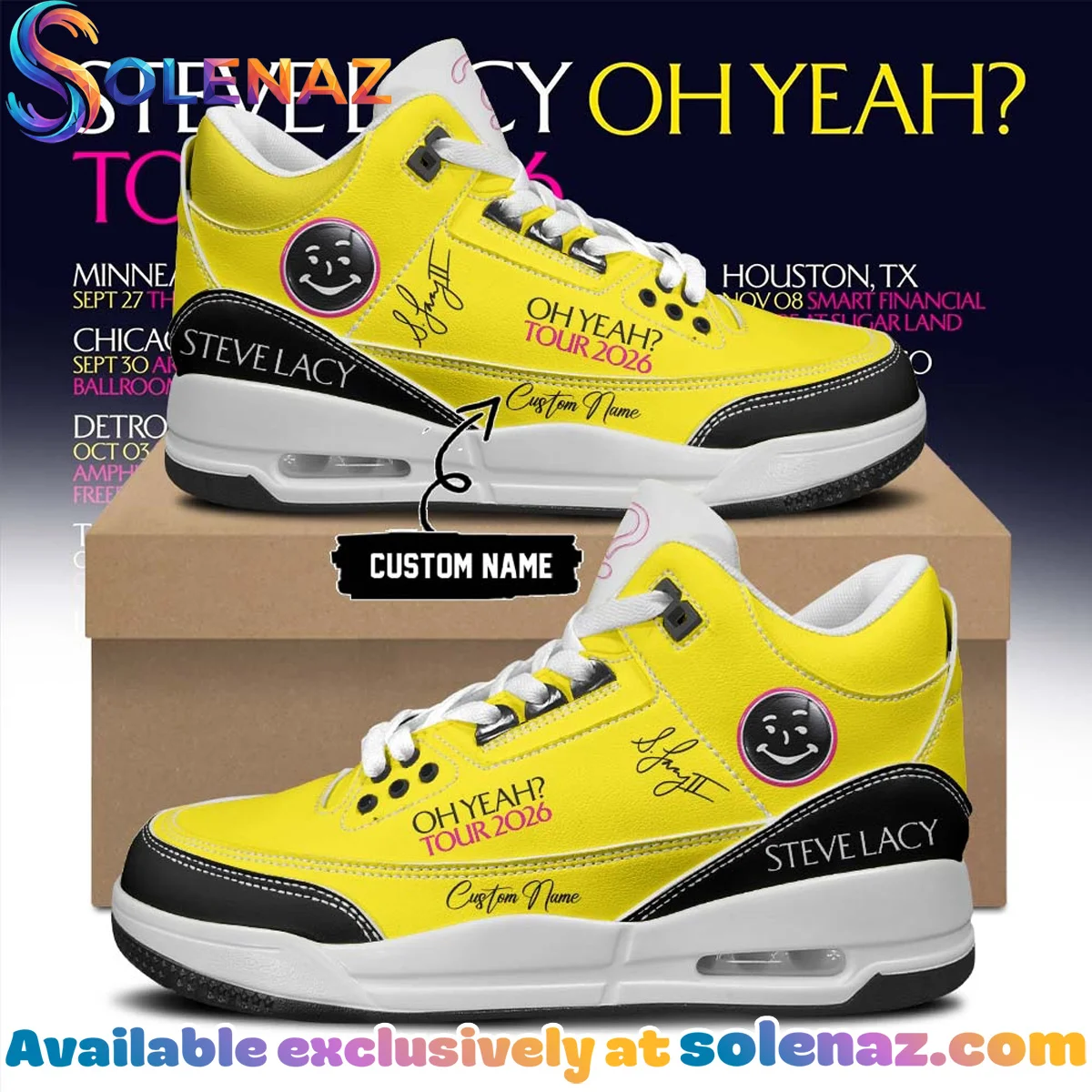 Steve Lacy Oh yeah? Tour Signature Custom Air Force 1 & Jordan 1 Shoes - Variant 28