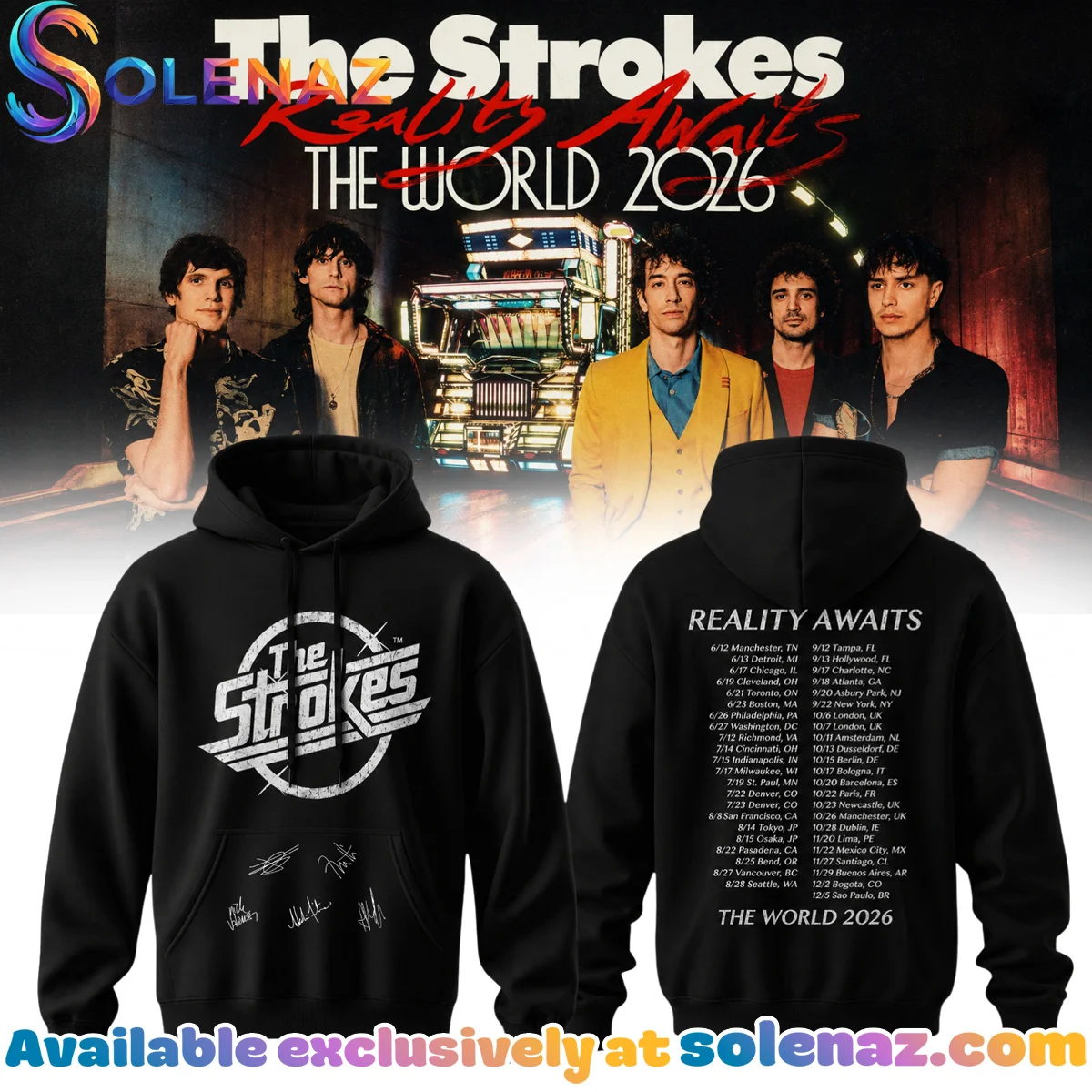 The Strokes Reality Awaits Tour Signature T-Shirt & Hoodie (Style 4)