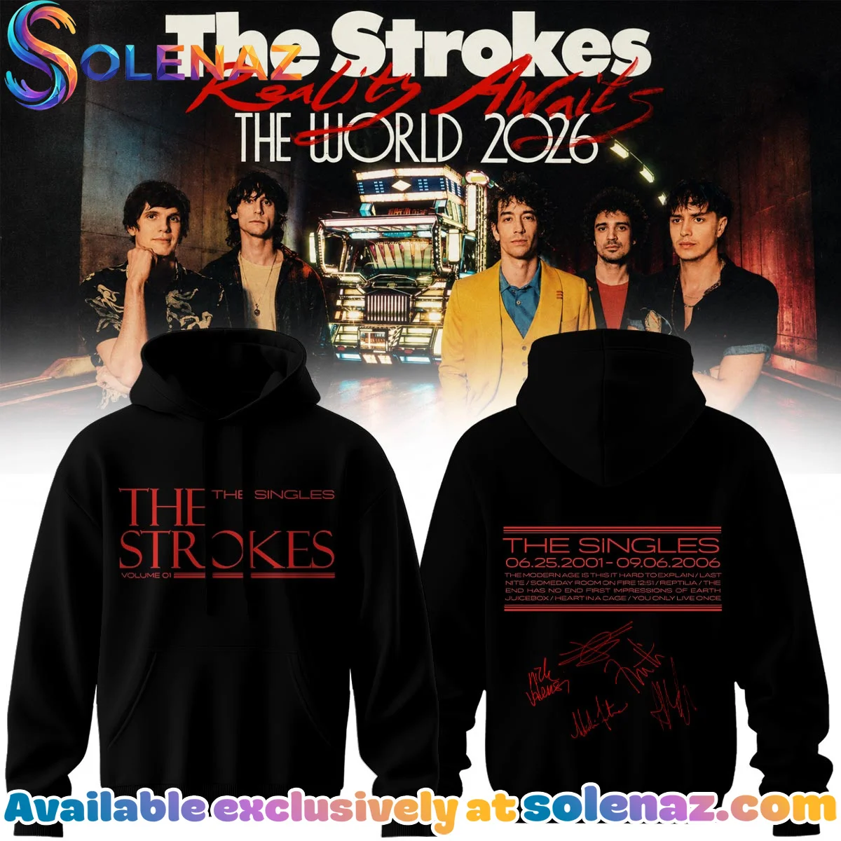 The Strokes Reality Awaits Tour Signature Shirt & Hoodie - Variant 6