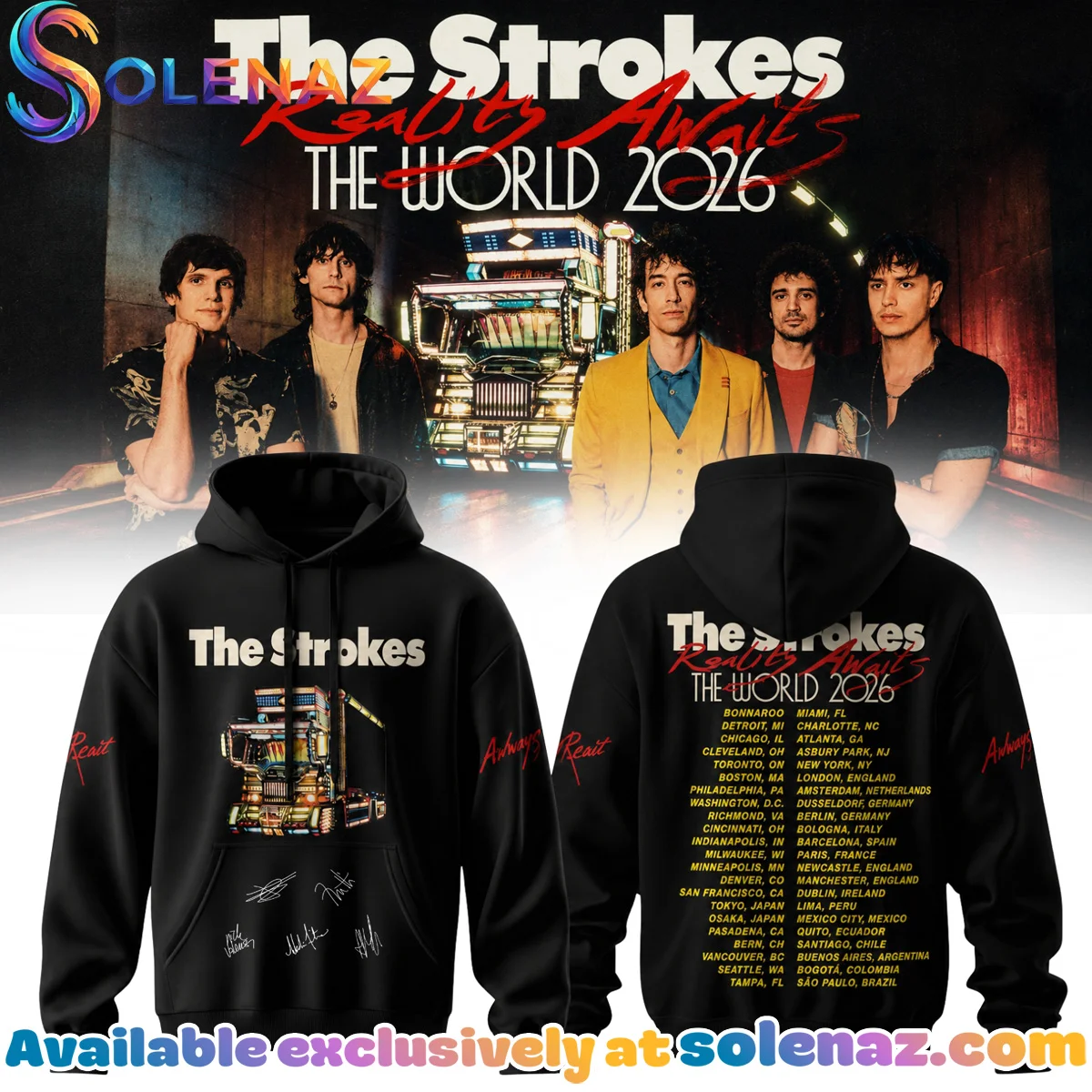 The Strokes Reality Awaits Tour Signature T-Shirt & Hoodie - Variant 5