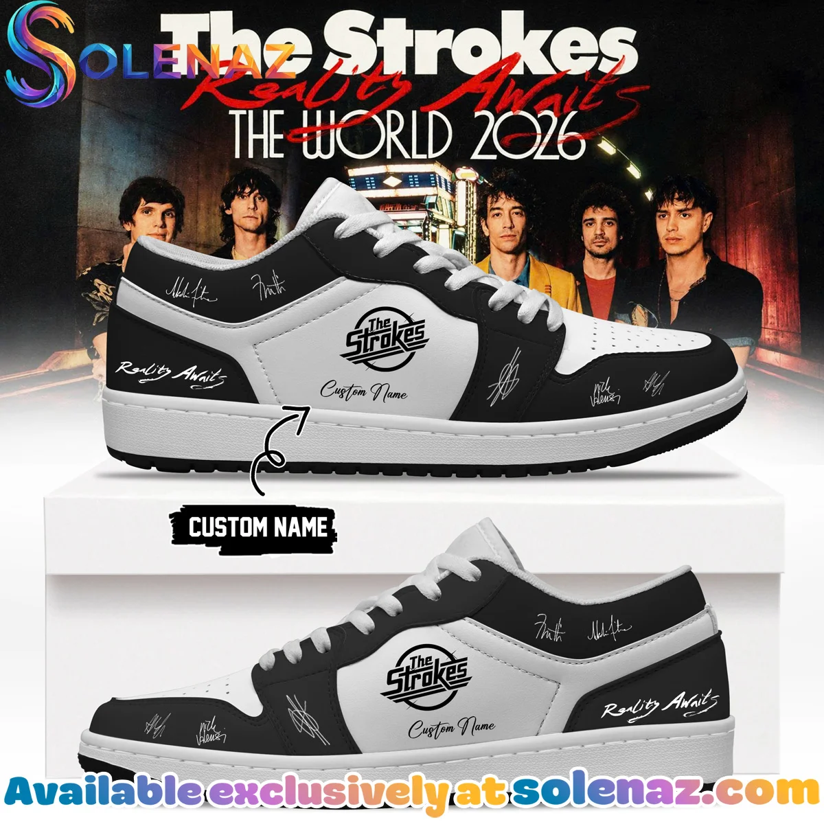 The Strokes Reality Awaits Tour Signature Custom Air Force 1 & Jordan 1 Shoes (Design 15)