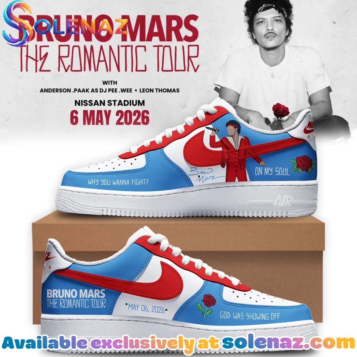Titans x Bruno Mars Custom Air Force 1 & Jordan 1 Shoes (Design 1)